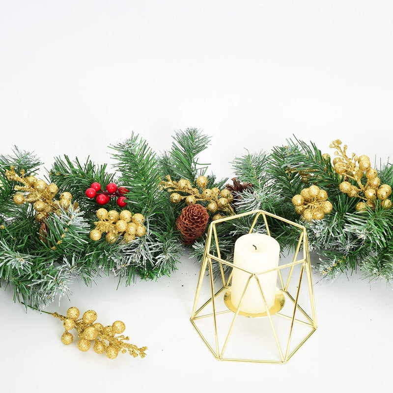 Lvydec 16pcs Christmas Glitter Berries Stems, 7.8" Artificial Christmas Picks for Christmas Tree Ornaments, DIY Xmas Wreath, Crafts, Holiday and Home Decor (Gold) - Image 2